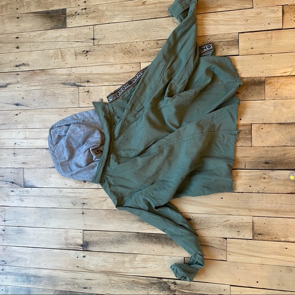 Free People Weekend Warrior Military Jacket Hood - Picture 13 of 14